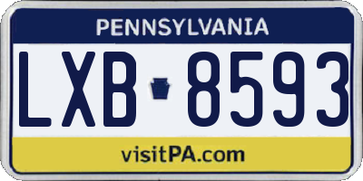 PA license plate LXB8593