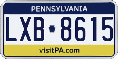 PA license plate LXB8615