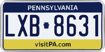 PA license plate LXB8631