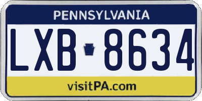 PA license plate LXB8634
