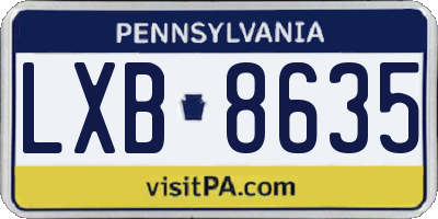 PA license plate LXB8635