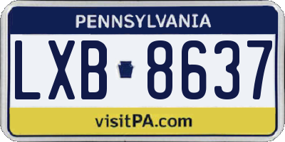 PA license plate LXB8637