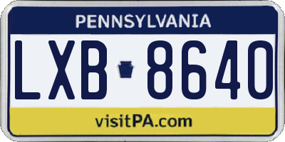 PA license plate LXB8640
