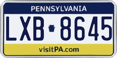 PA license plate LXB8645