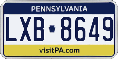 PA license plate LXB8649