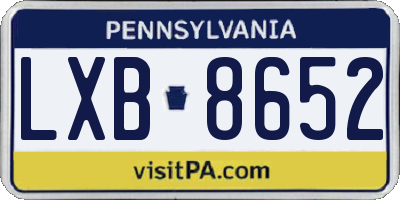 PA license plate LXB8652
