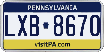 PA license plate LXB8670