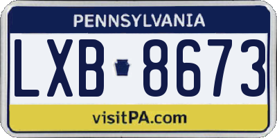 PA license plate LXB8673