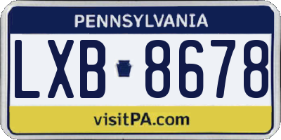 PA license plate LXB8678