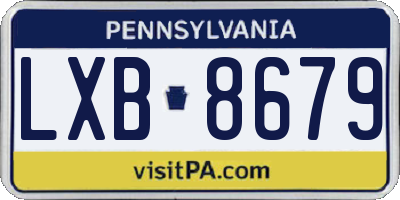PA license plate LXB8679