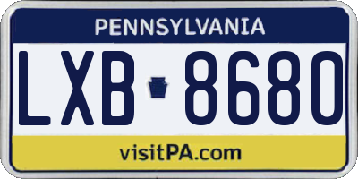 PA license plate LXB8680