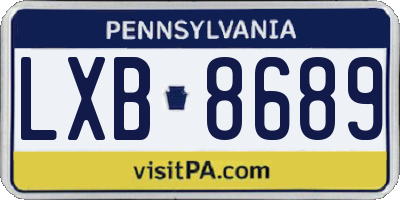 PA license plate LXB8689