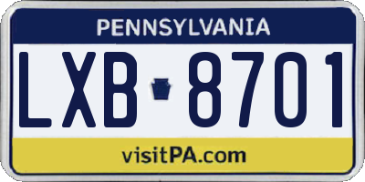 PA license plate LXB8701