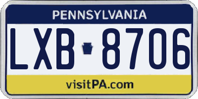 PA license plate LXB8706