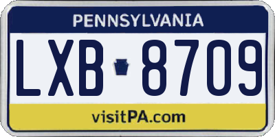 PA license plate LXB8709