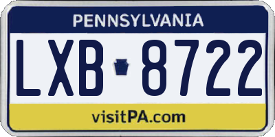 PA license plate LXB8722