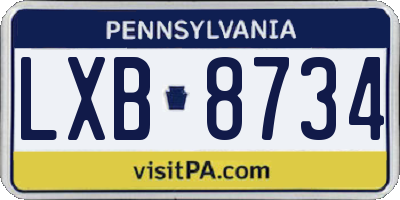 PA license plate LXB8734