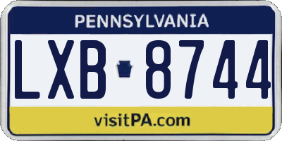 PA license plate LXB8744