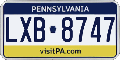 PA license plate LXB8747