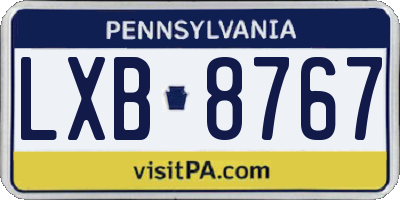 PA license plate LXB8767