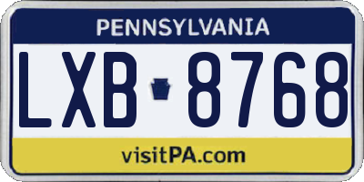 PA license plate LXB8768