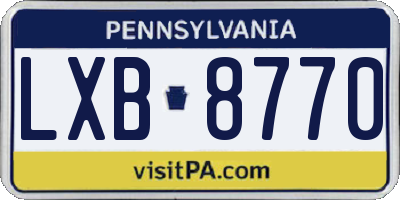 PA license plate LXB8770