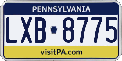 PA license plate LXB8775