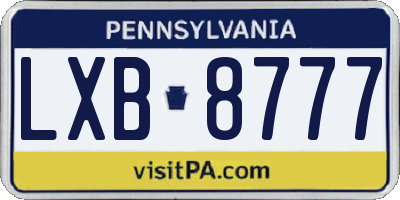 PA license plate LXB8777