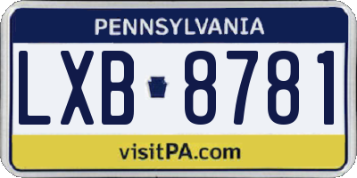 PA license plate LXB8781