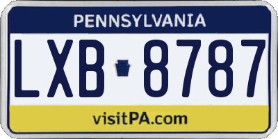 PA license plate LXB8787