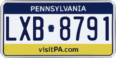 PA license plate LXB8791