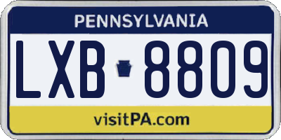PA license plate LXB8809