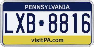 PA license plate LXB8816
