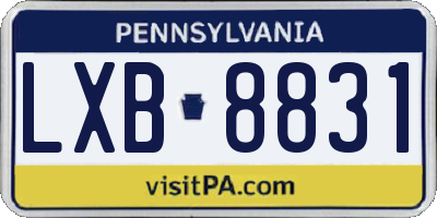 PA license plate LXB8831