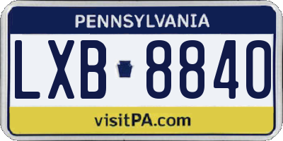 PA license plate LXB8840