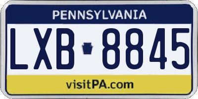 PA license plate LXB8845