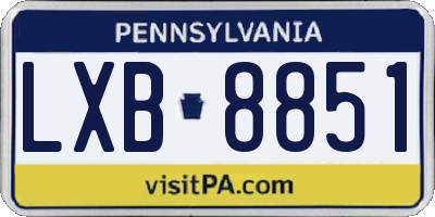 PA license plate LXB8851