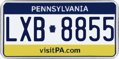 PA license plate LXB8855