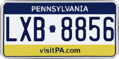 PA license plate LXB8856