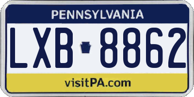 PA license plate LXB8862
