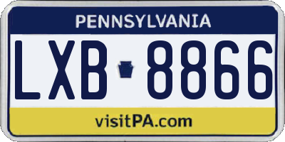PA license plate LXB8866