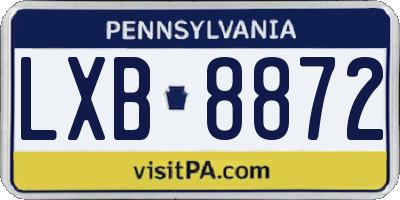 PA license plate LXB8872