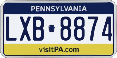 PA license plate LXB8874