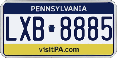 PA license plate LXB8885