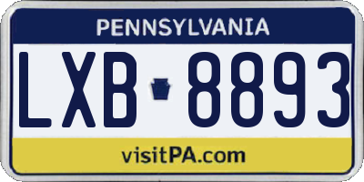PA license plate LXB8893