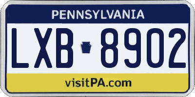 PA license plate LXB8902
