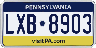 PA license plate LXB8903