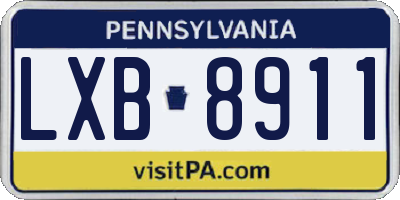 PA license plate LXB8911