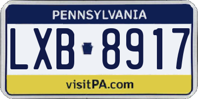 PA license plate LXB8917