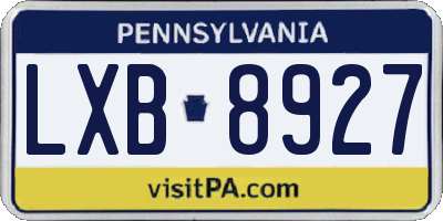 PA license plate LXB8927